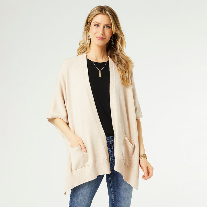 Alani Lightweight Cardigan with Pockets - Oatmeal