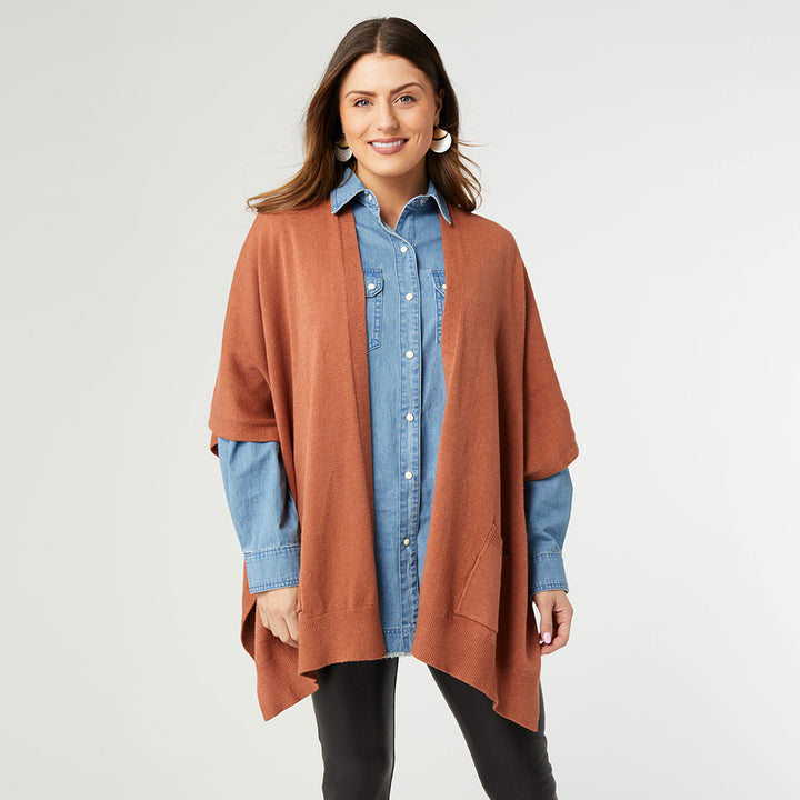 Alani Lightweight Cardigan with Pockets - Rust Heather