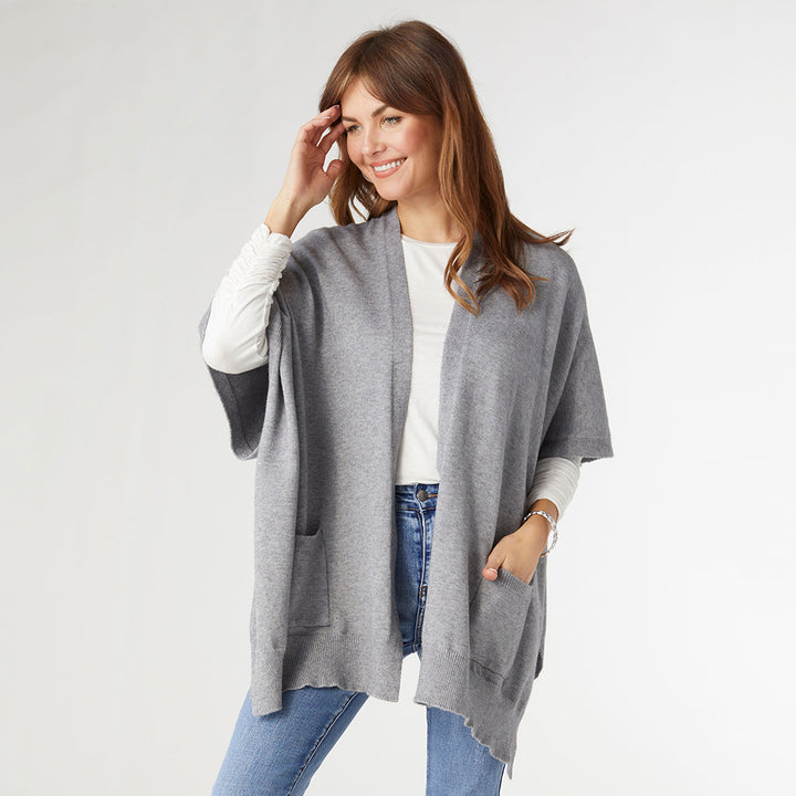 Alani Lightweight Cardigan with Pockets - Mid Heather Grey